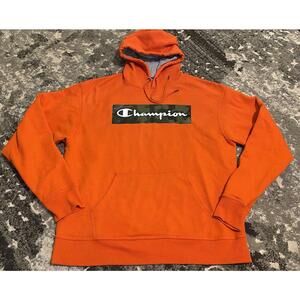 Champion Athletic Hoodie Orange Camo Logo sz Large